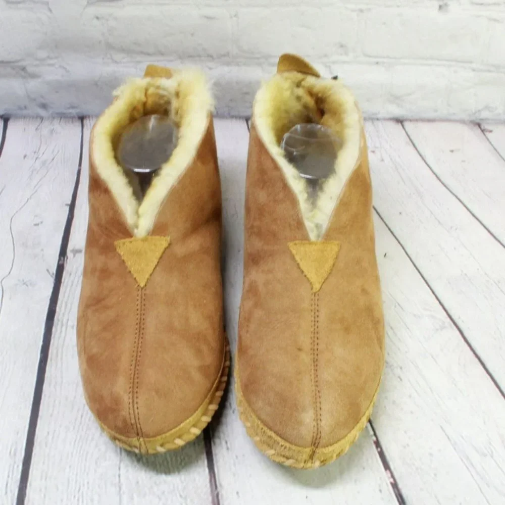 LL Bean Brown Suede Wicked Good Shearling Lined Slipper Ankle Boot Size 7 M - Picture 5 of 9